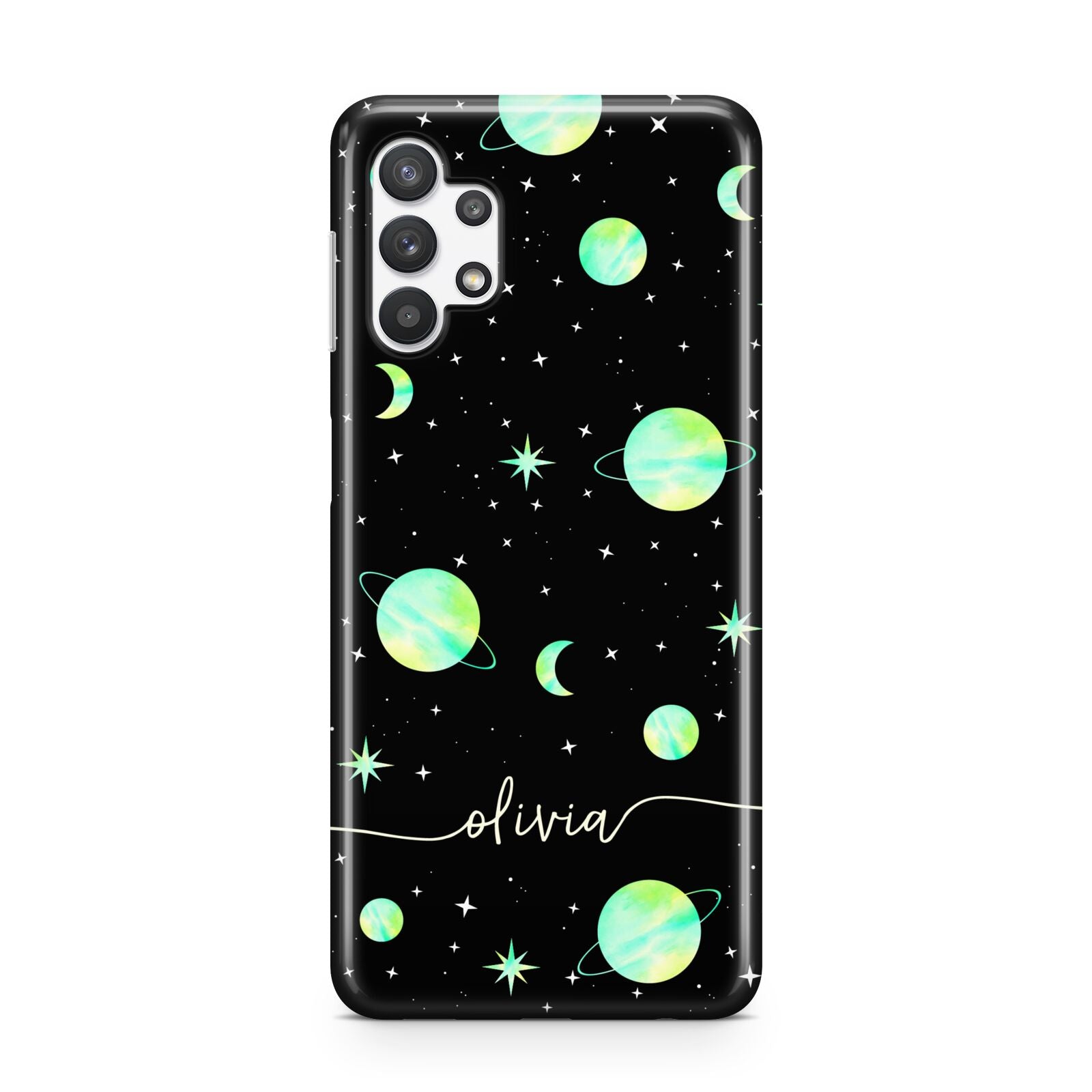 Green Galaxy Personalised Name Samsung A32 5G Case