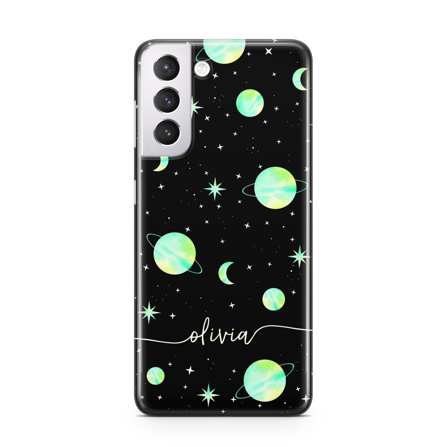 Green Galaxy Personalised Name Samsung S21 Case