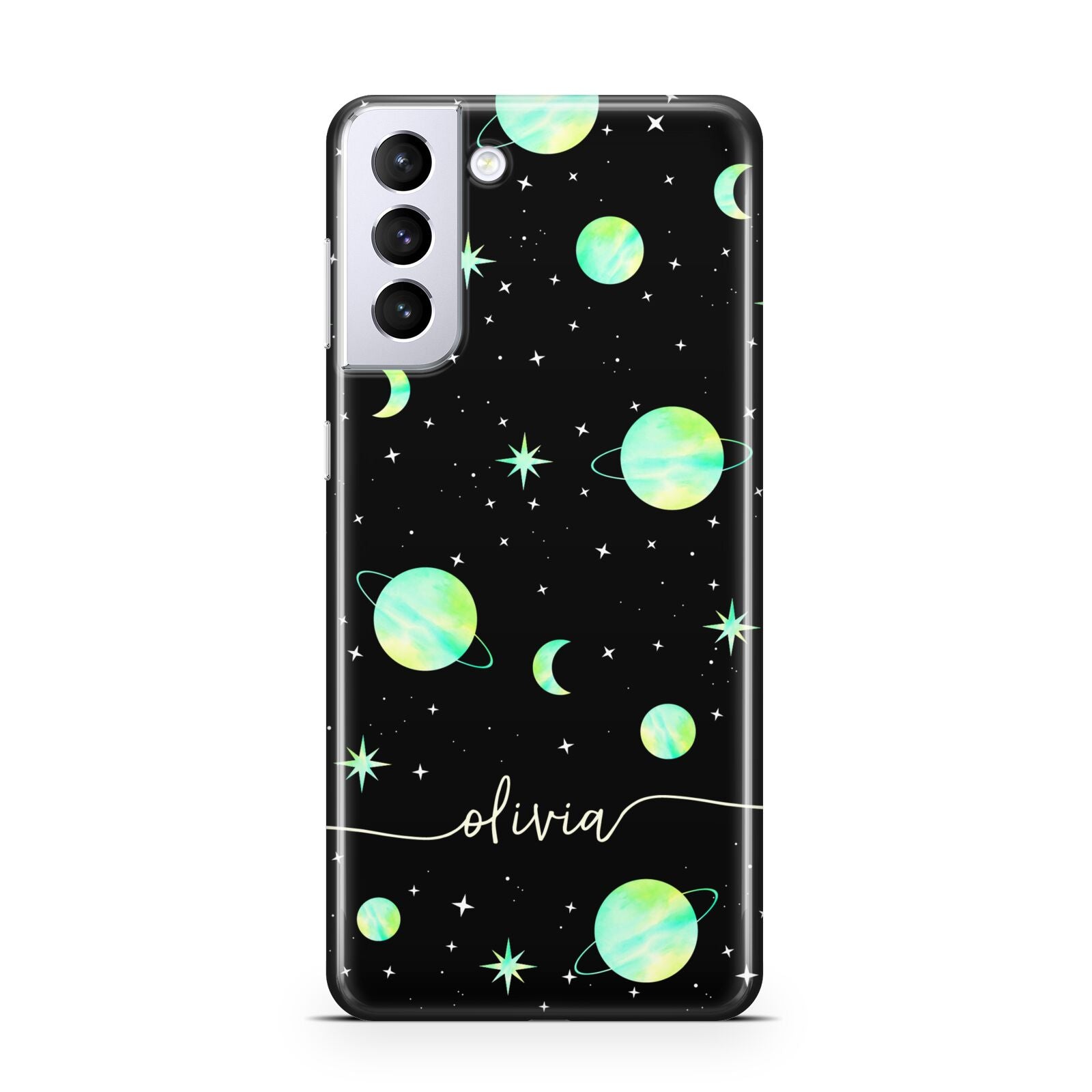 Green Galaxy Personalised Name Samsung S21 Plus Case