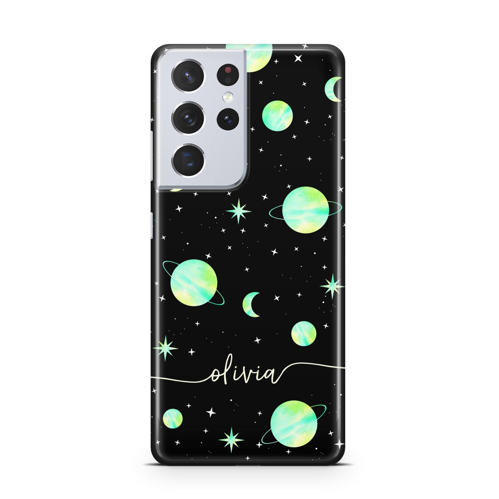 Green Galaxy Personalised Name Samsung S21 Ultra Case