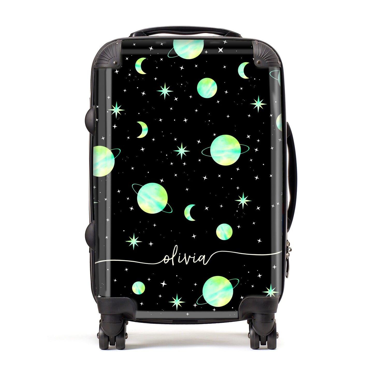 Green Galaxy Personalised Name Suitcase