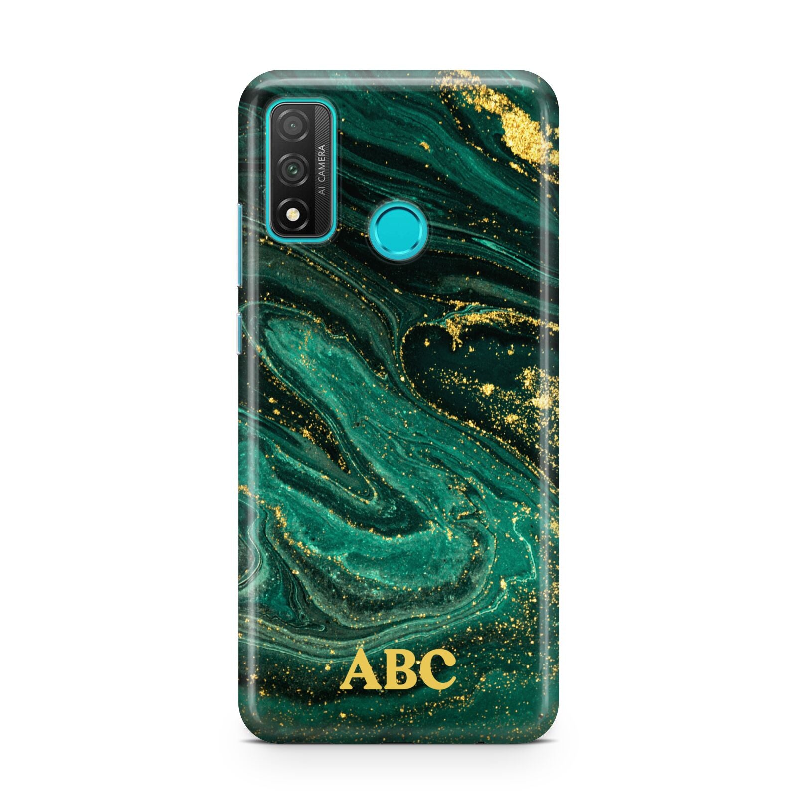 Green Gold Marble Personalised Initial Huawei P Smart 2020