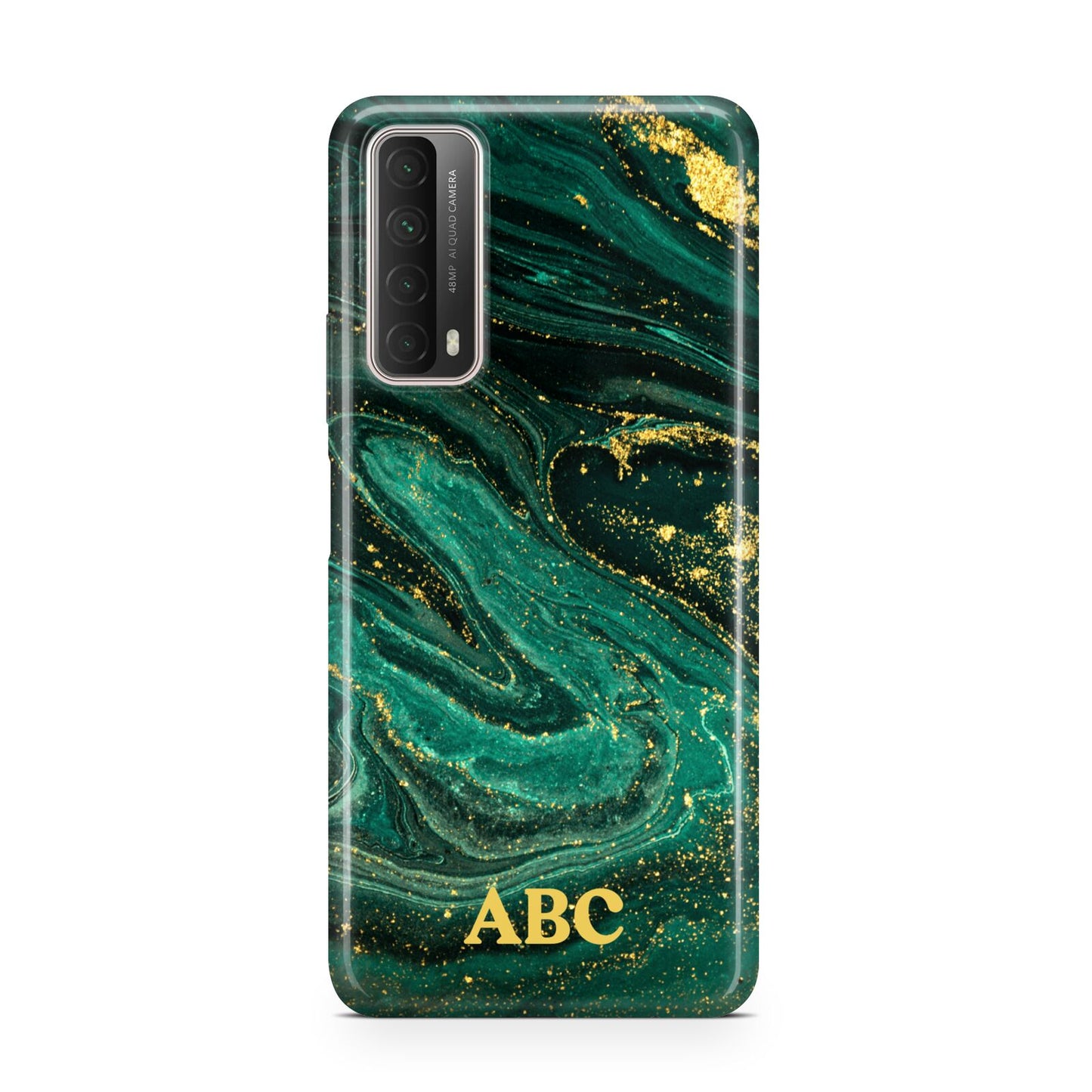 Green Gold Marble Personalised Initial Huawei P Smart 2021