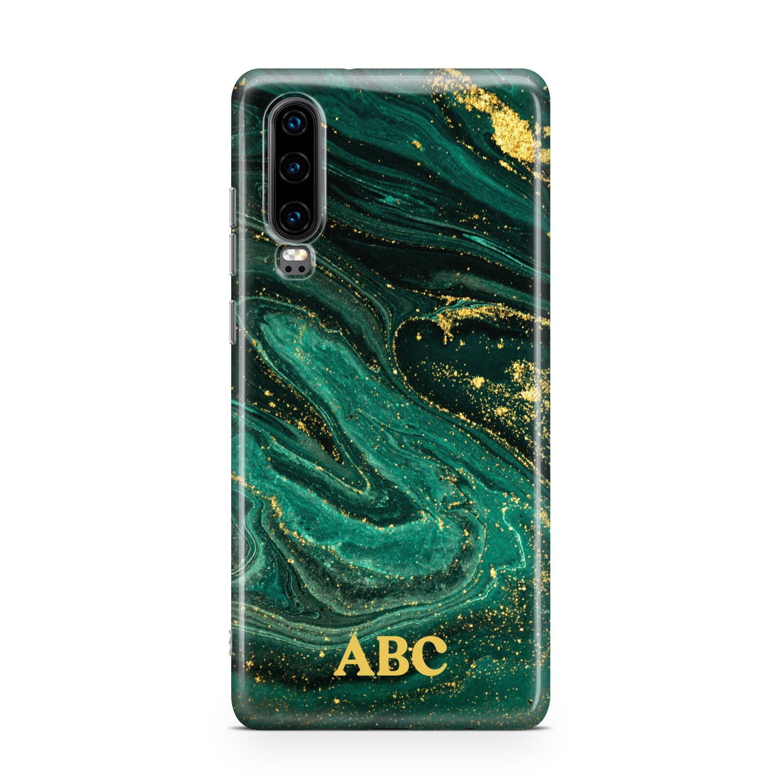 Green Gold Marble Personalised Initial Huawei P30 Phone Case