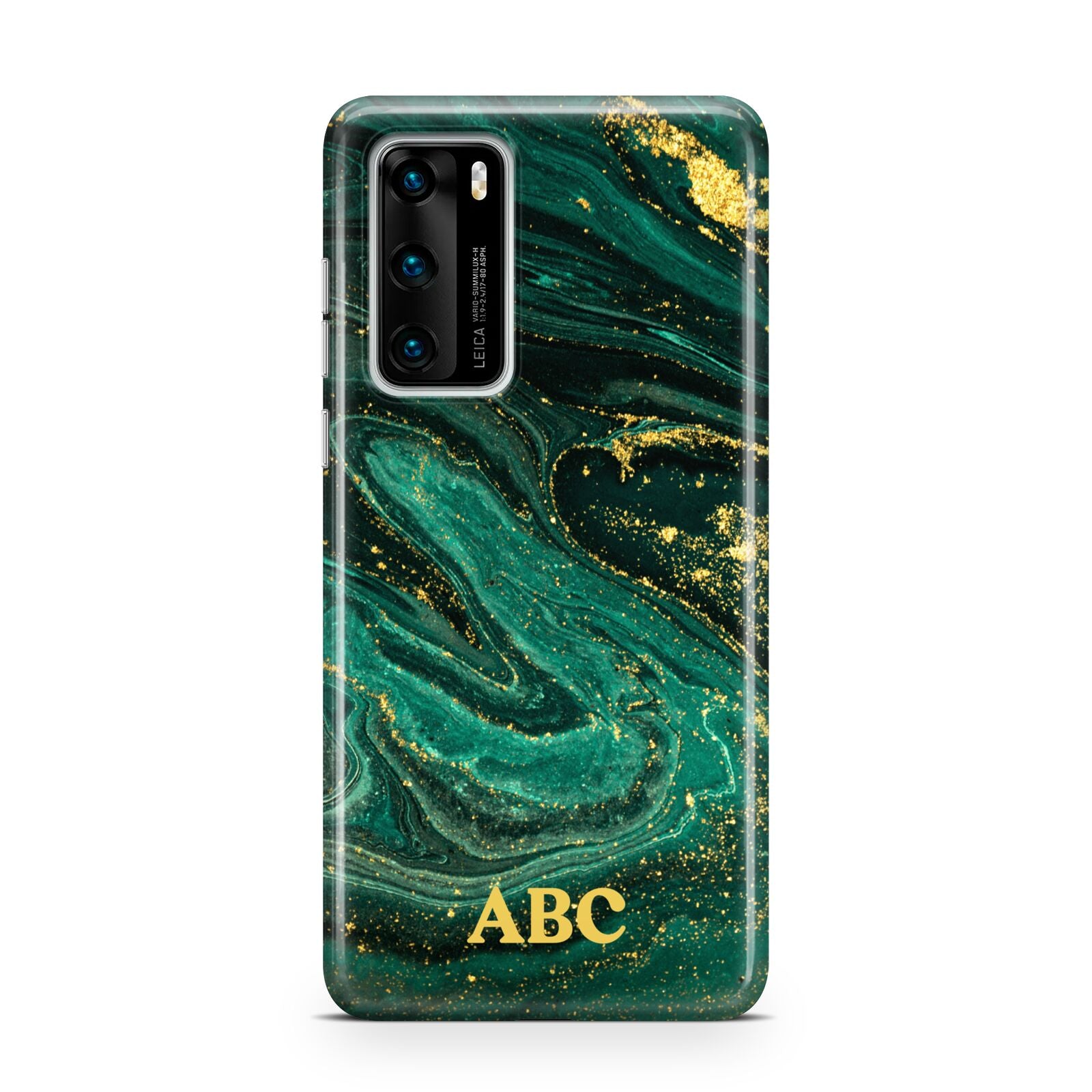 Green Gold Marble Personalised Initial Huawei P40 Phone Case