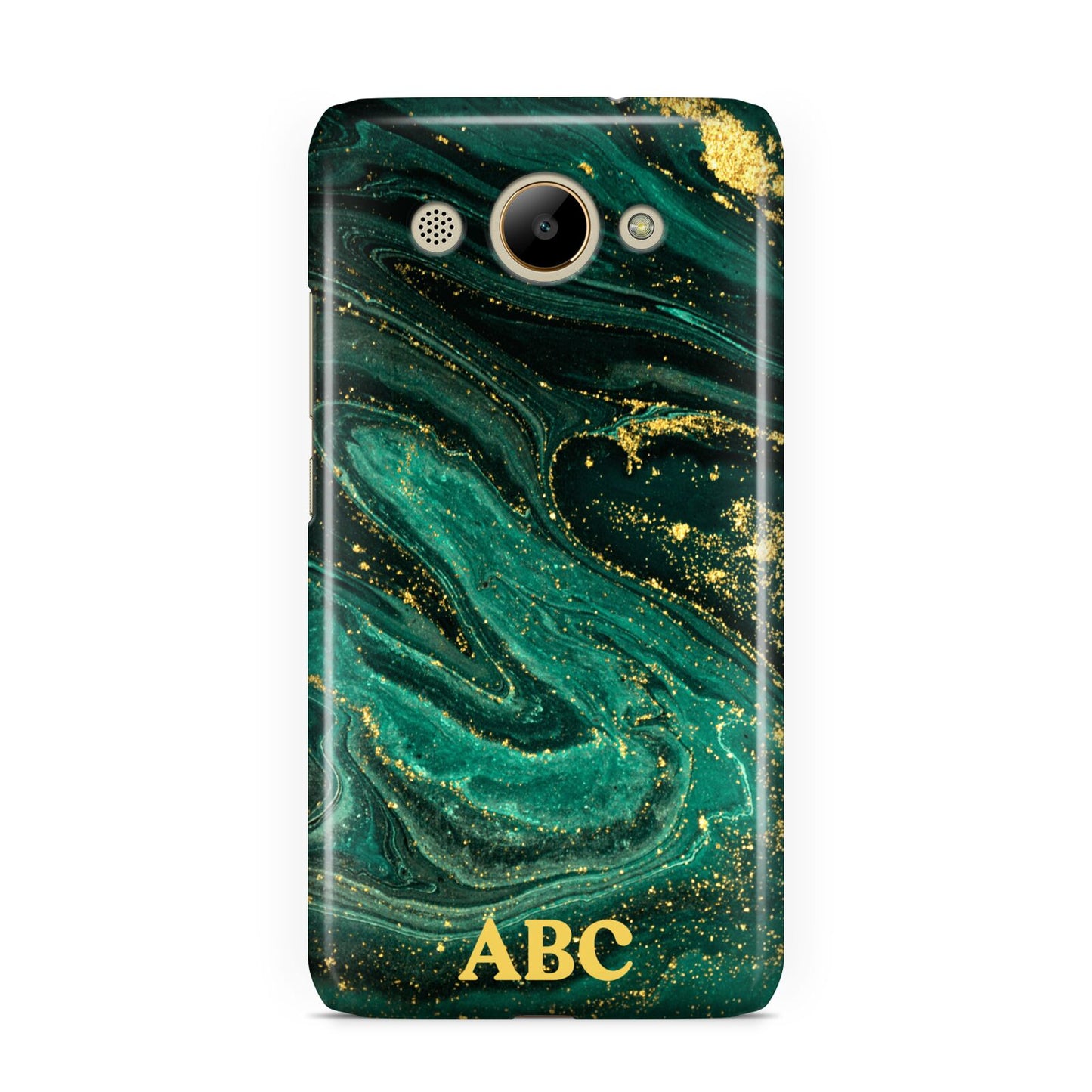 Green Gold Marble Personalised Initial Huawei Y3 2017