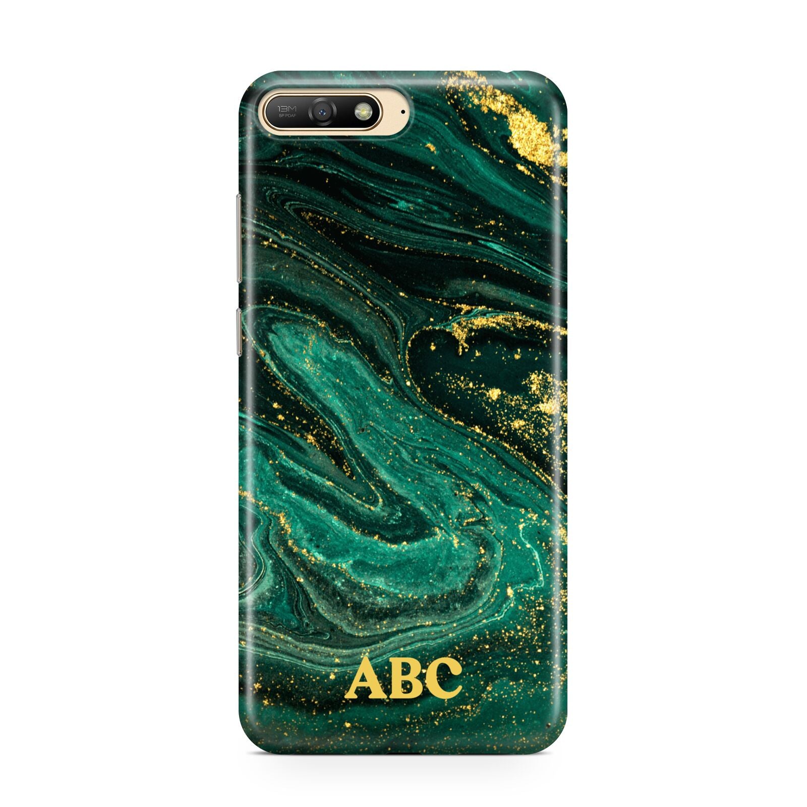 Green Gold Marble Personalised Initial Huawei Y6 2018