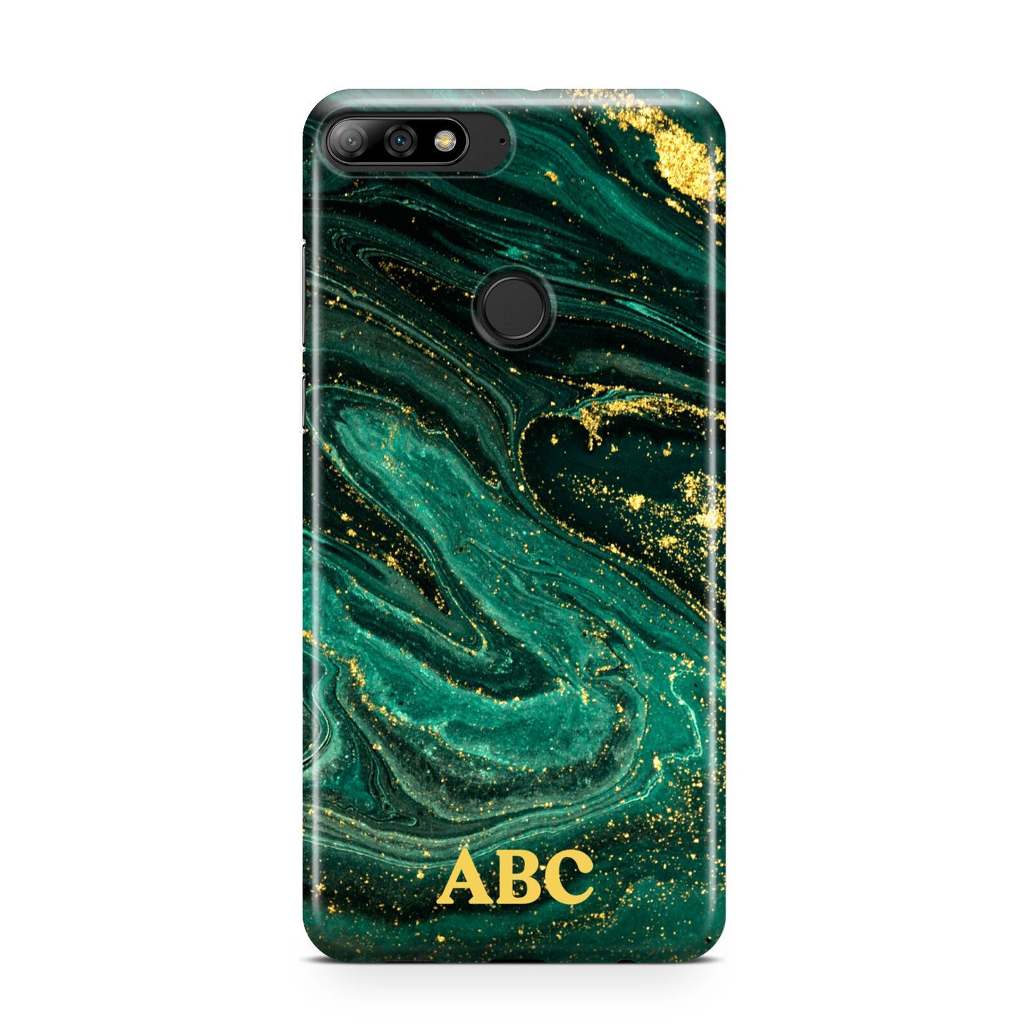 Green Gold Marble Personalised Initial Huawei Y7 2018