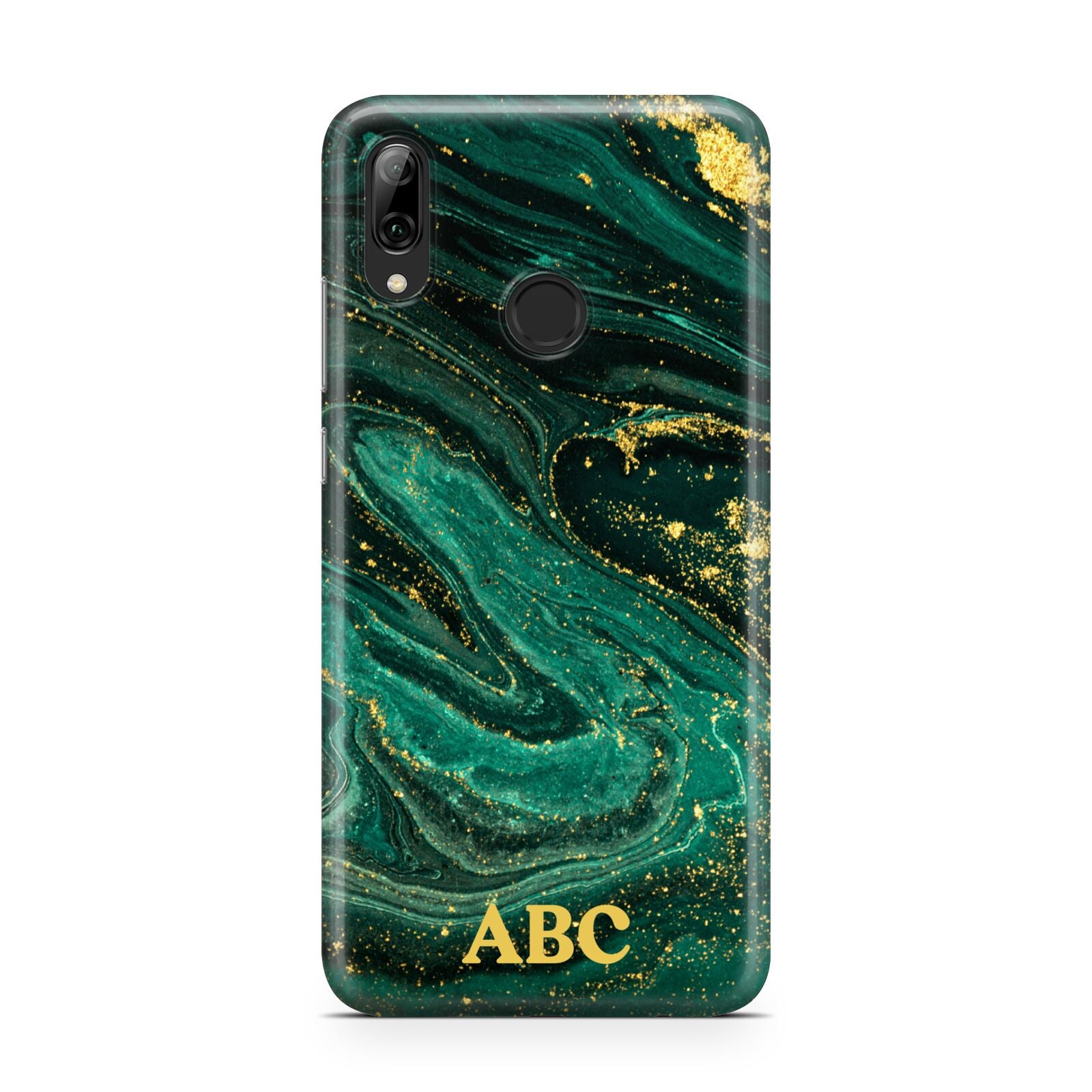 Green Gold Marble Personalised Initial Huawei Y7 2019