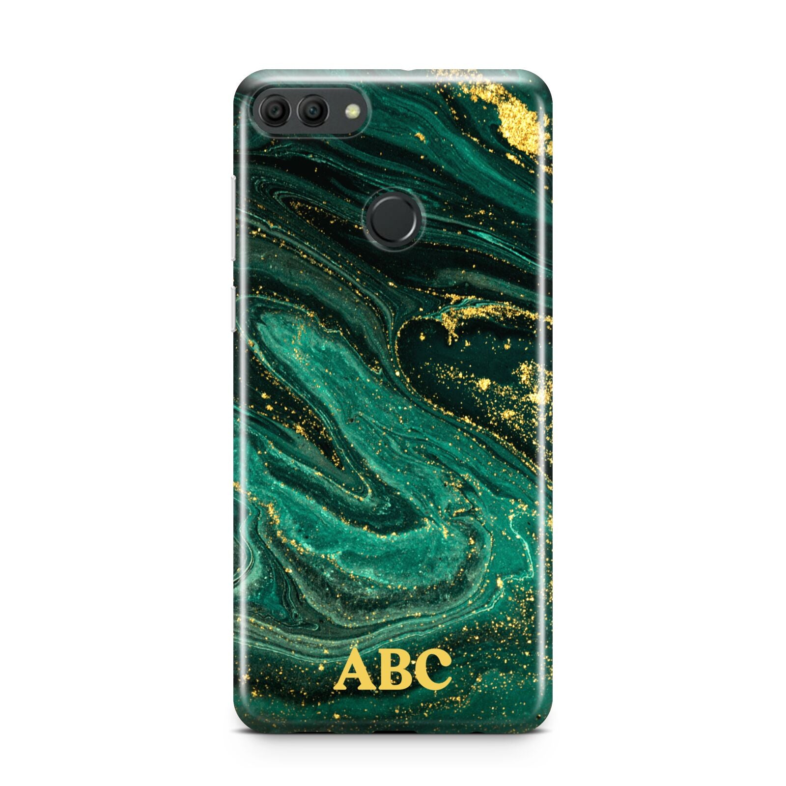 Green Gold Marble Personalised Initial Huawei Y9 2018