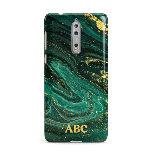 Green Gold Marble Personalised Initial Nokia Case