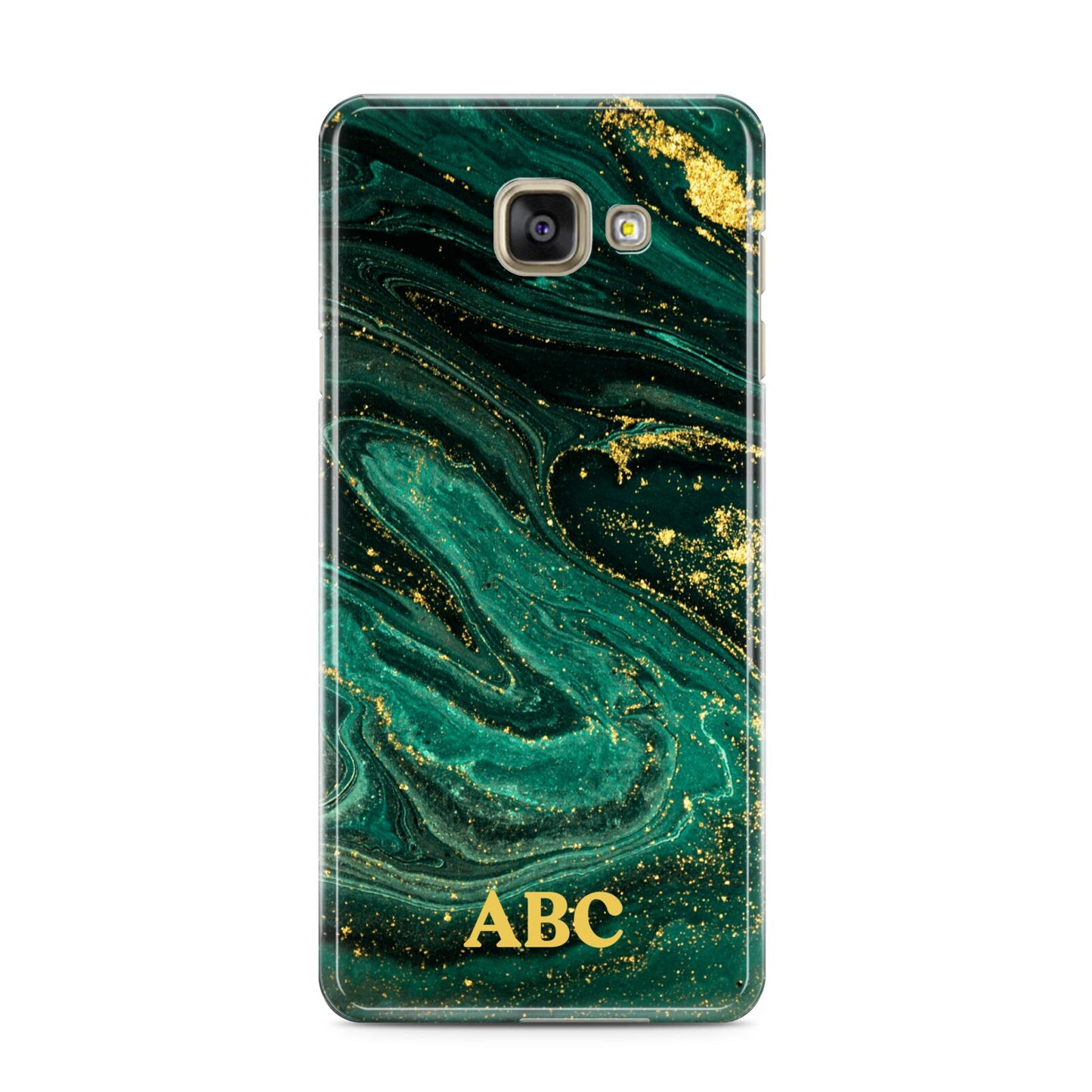 Green Gold Marble Personalised Initial Samsung Galaxy A3 2016 Case on gold phone