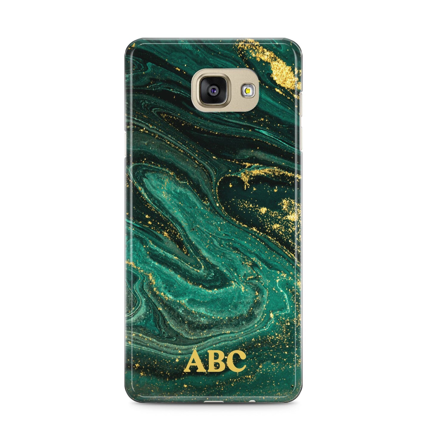 Green Gold Marble Personalised Initial Samsung Galaxy A5 2016 Case on gold phone