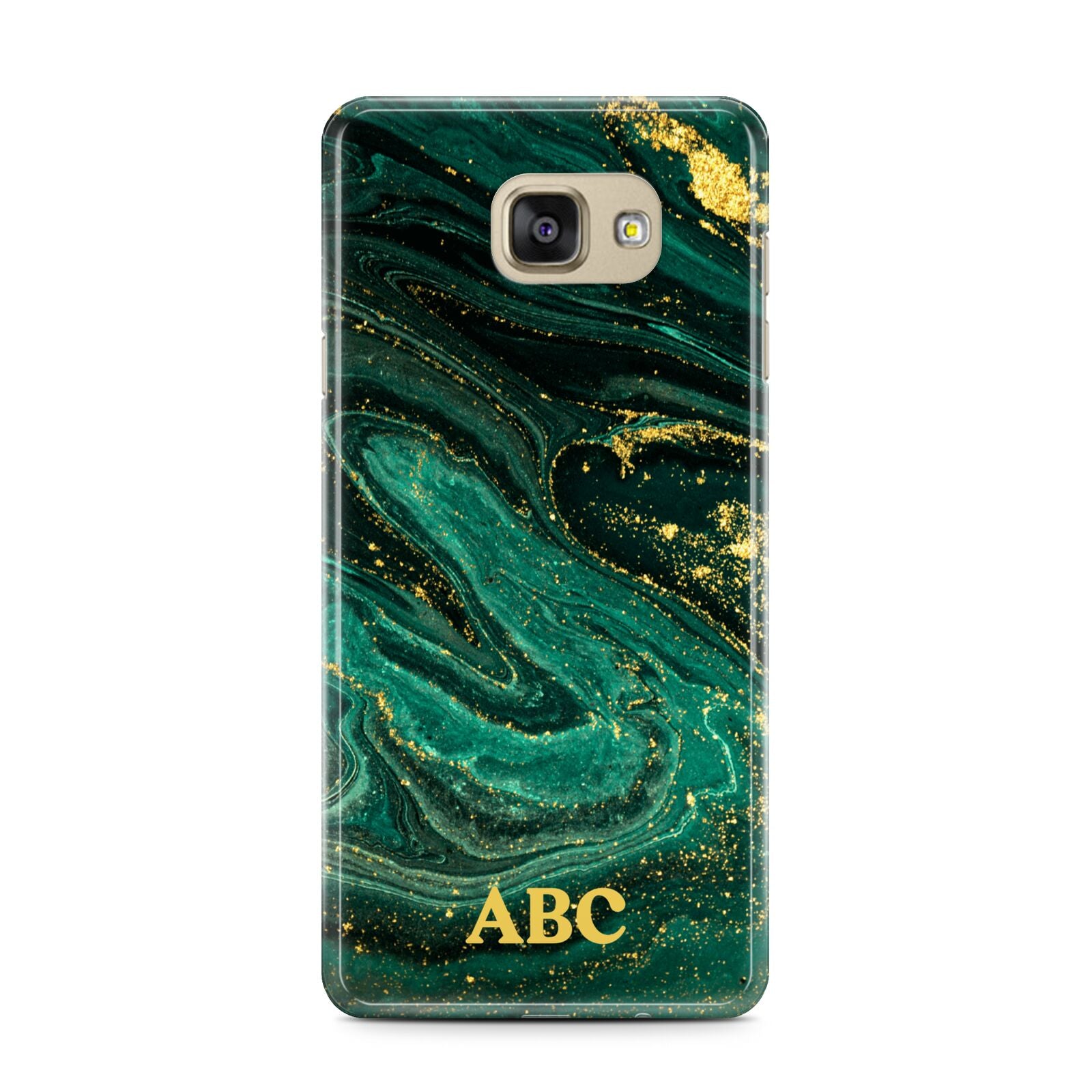 Green Gold Marble Personalised Initial Samsung Galaxy A7 2016 Case on gold phone