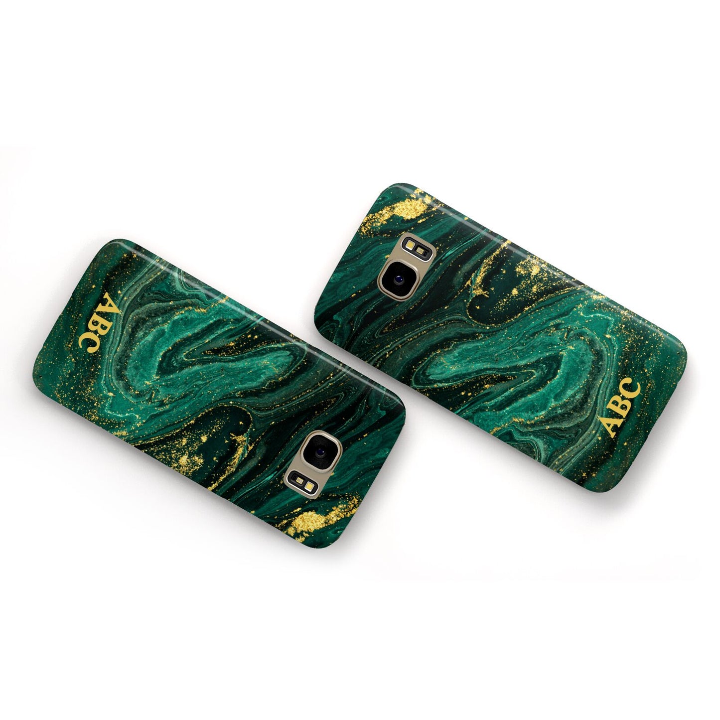 Green Gold Marble Personalised Initial Samsung Galaxy Case Flat Overview