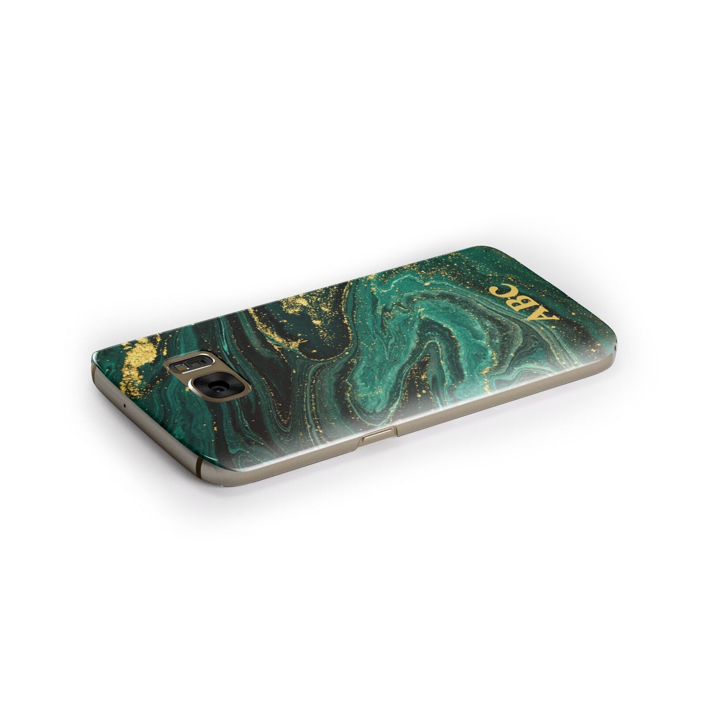 Green Gold Marble Personalised Initial Samsung Galaxy Case Side Close Up