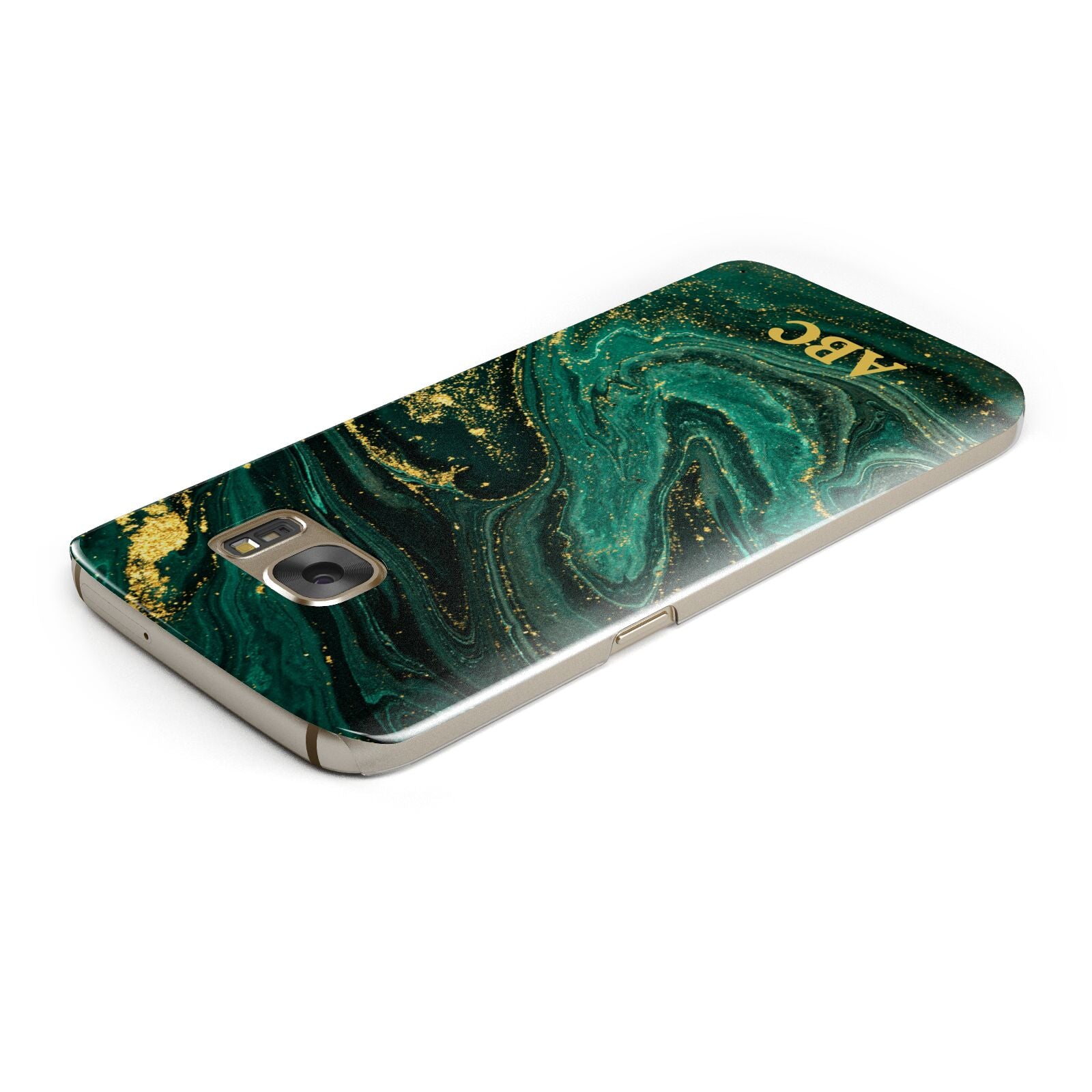 Green Gold Marble Personalised Initial Samsung Galaxy Case Top Cutout