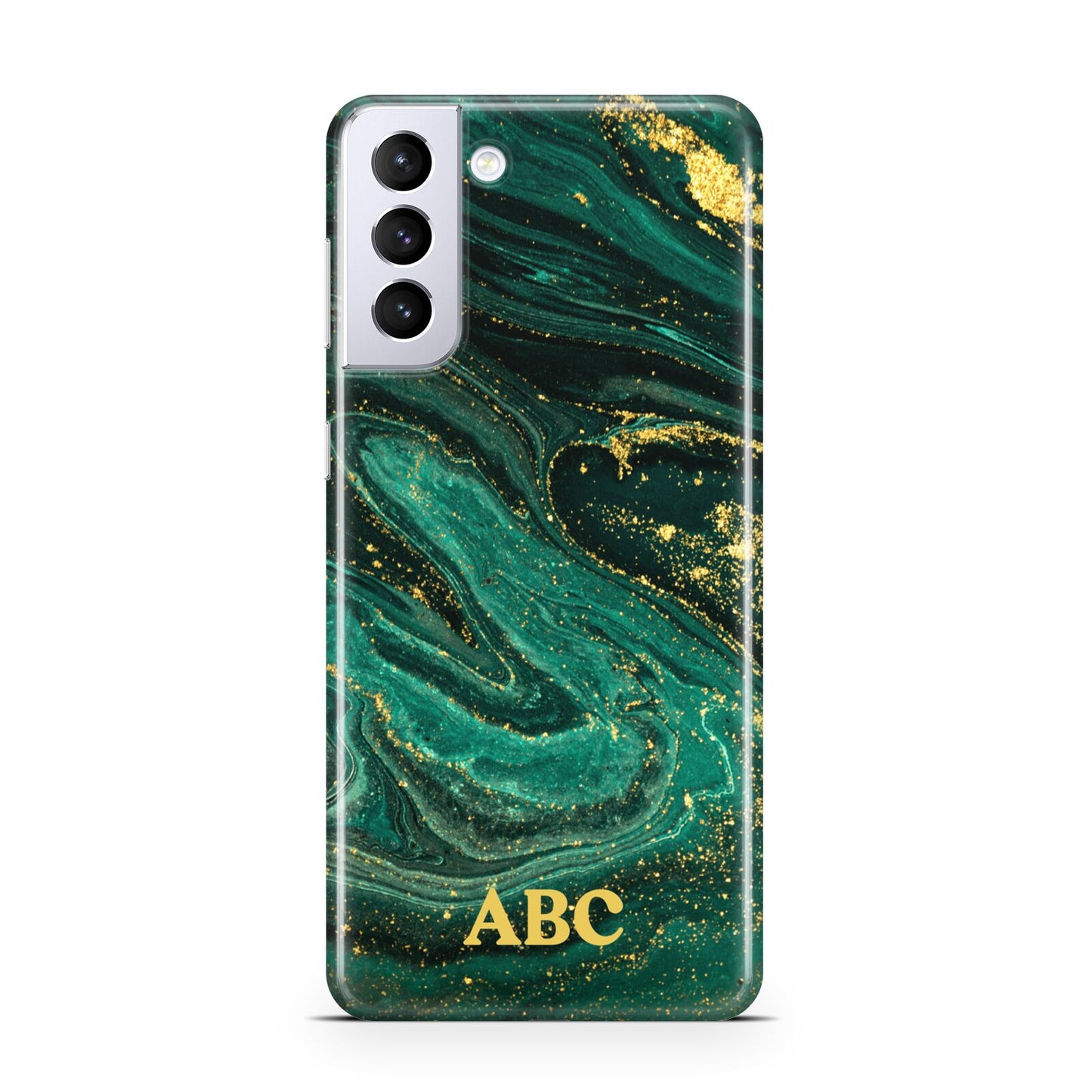 Green Gold Marble Personalised Initial Samsung S21 Plus Case