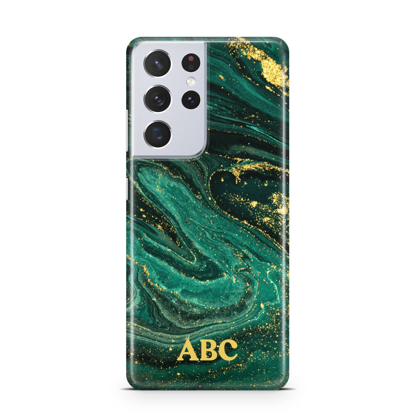 Green Gold Marble Personalised Initial Samsung S21 Ultra Case