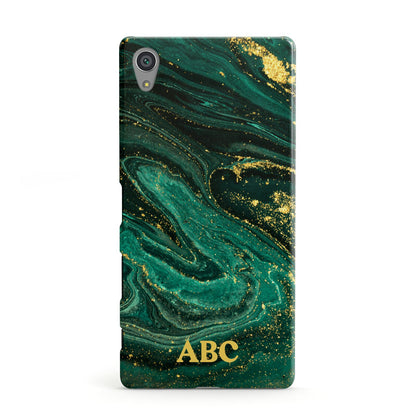 Green Gold Marble Personalised Initial Sony Xperia Case