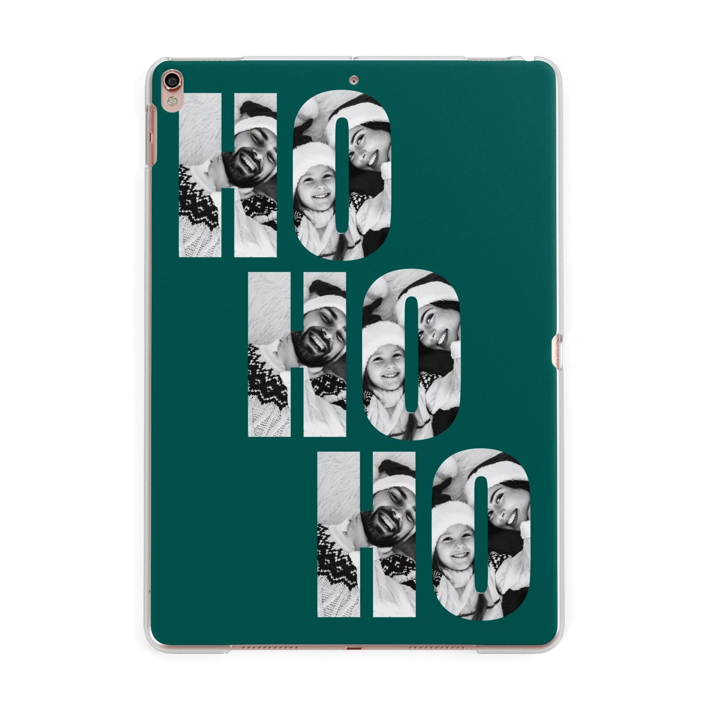 Green Ho Ho Ho Photo Upload Christmas Apple iPad Rose Gold Case