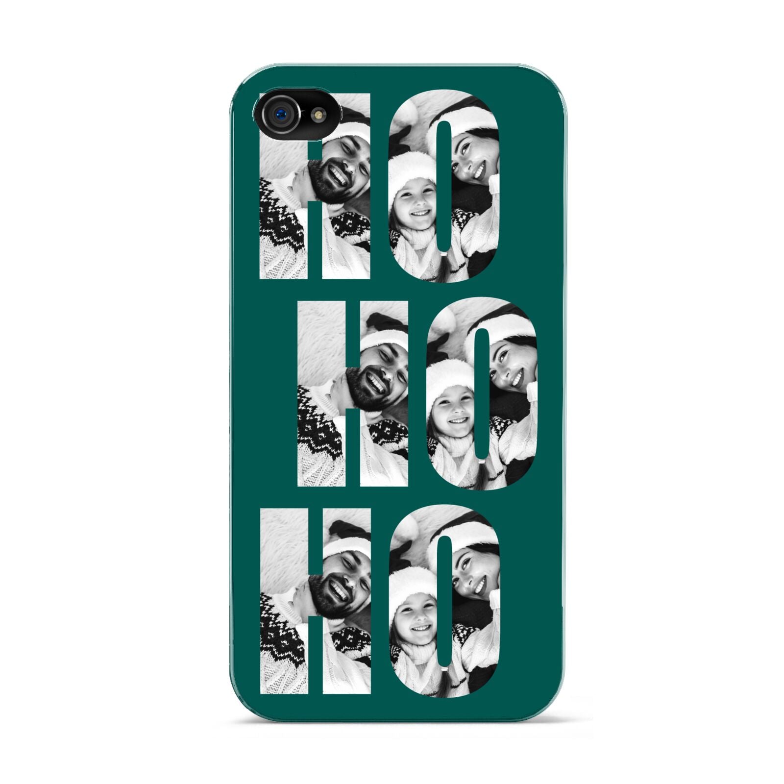 Green Ho Ho Ho Photo Upload Christmas Apple iPhone 4s Case