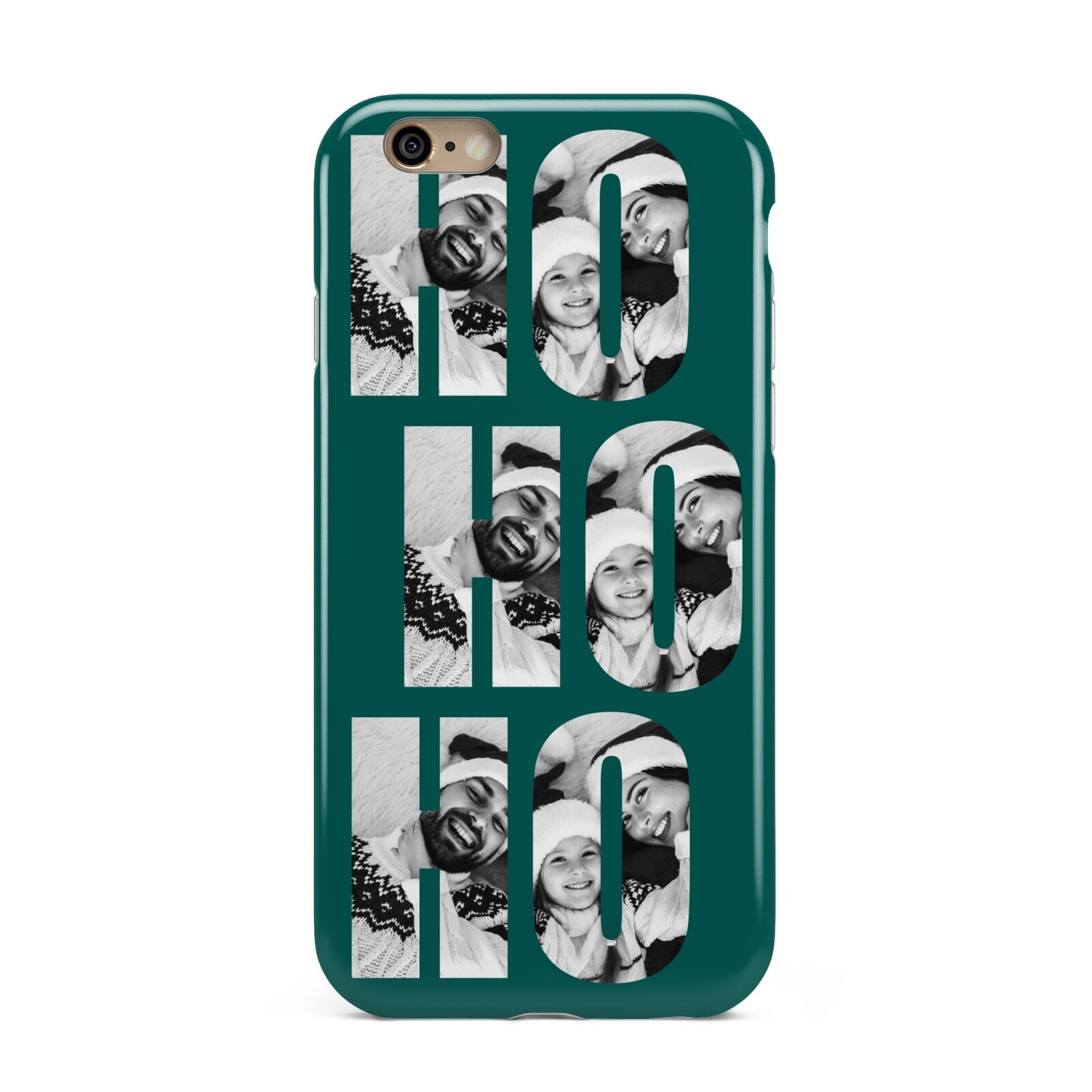 Green Ho Ho Ho Photo Upload Christmas Apple iPhone 6 3D Tough Case