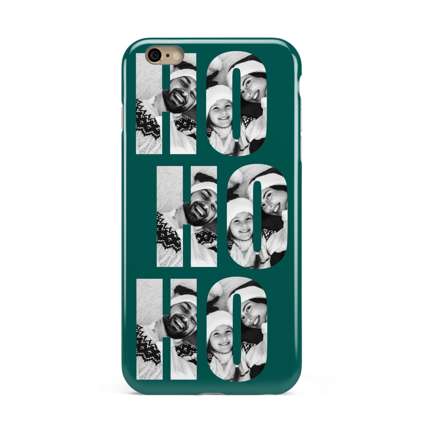 Green Ho Ho Ho Photo Upload Christmas Apple iPhone 6 Plus 3D Tough Case