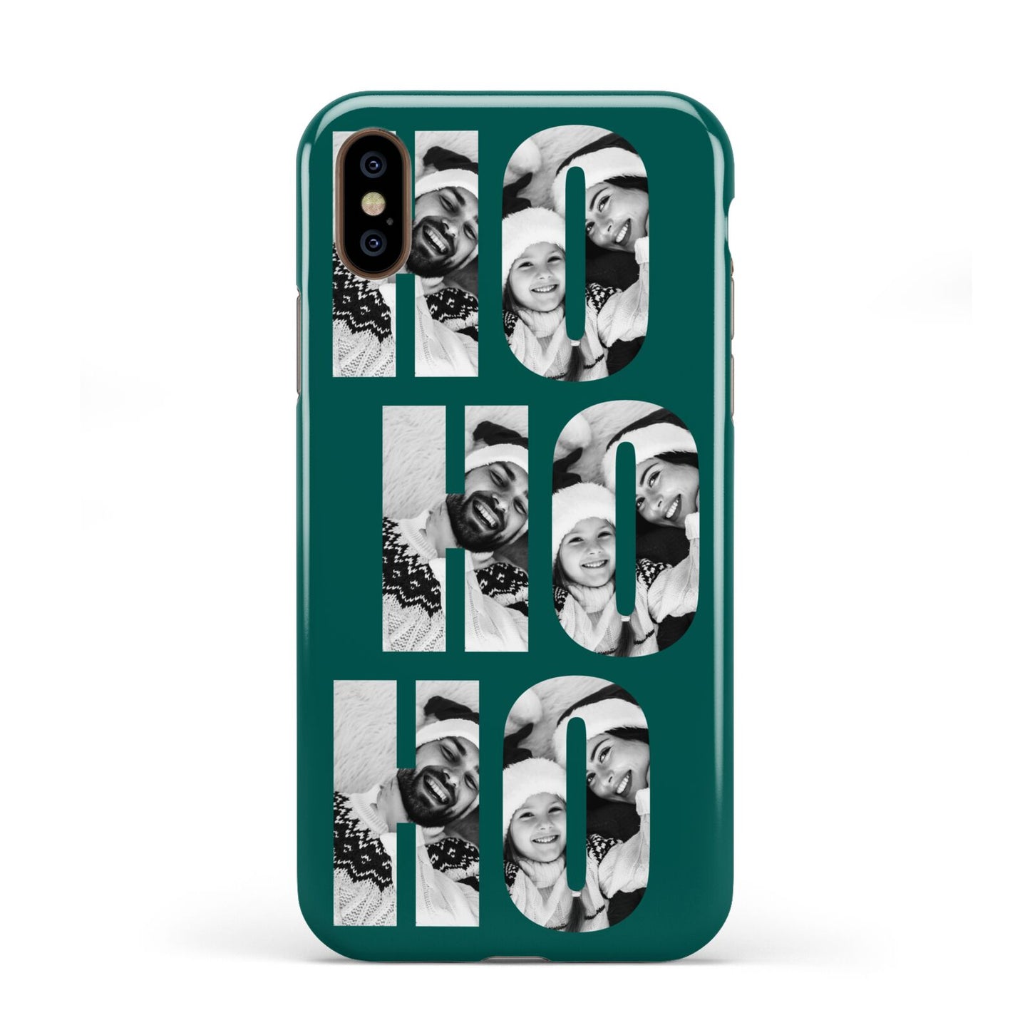 Green Ho Ho Ho Photo Upload Christmas Apple iPhone XS 3D Tough