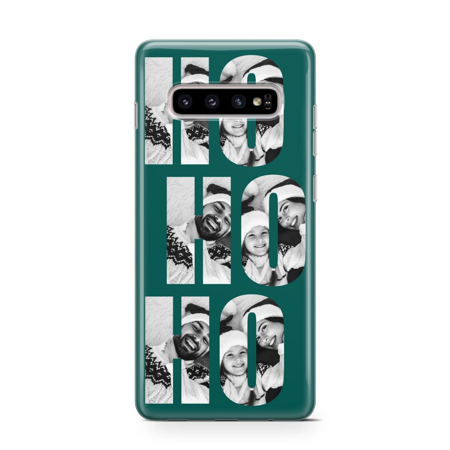 Green Ho Ho Ho Photo Upload Christmas Protective Samsung Galaxy Case