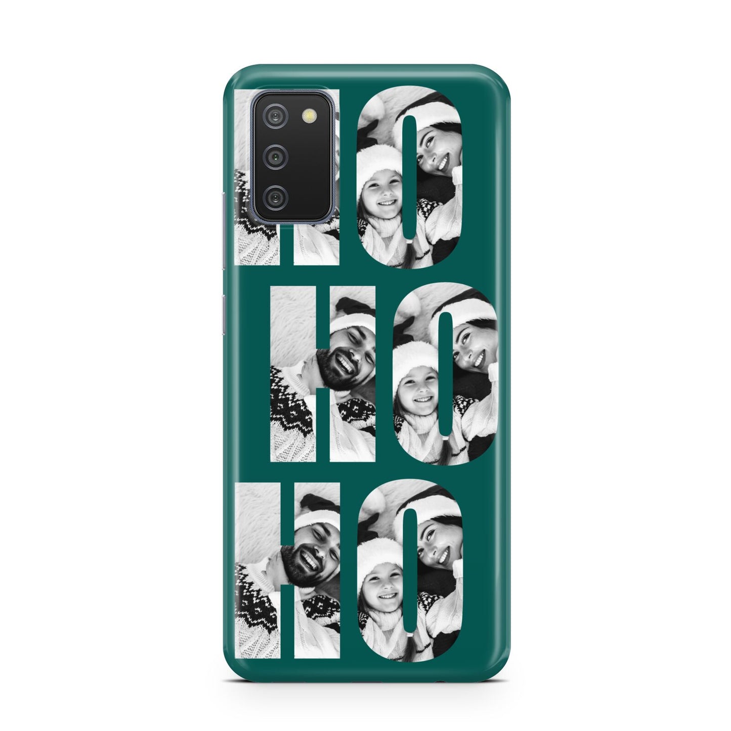 Green Ho Ho Ho Photo Upload Christmas Samsung A02s Case