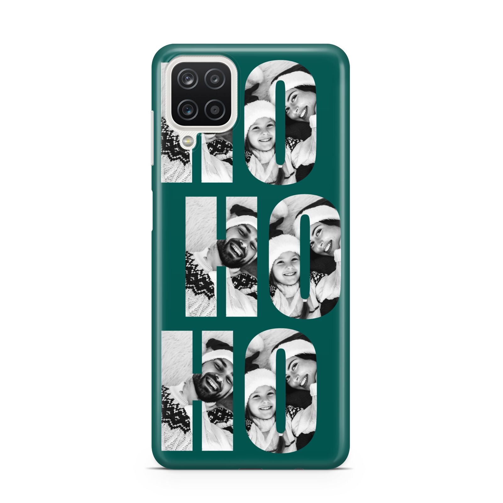 Green Ho Ho Ho Photo Upload Christmas Samsung A12 Case