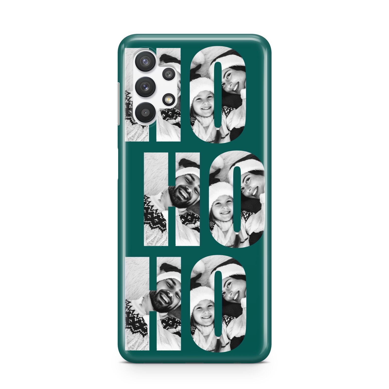 Green Ho Ho Ho Photo Upload Christmas Samsung A32 5G Case