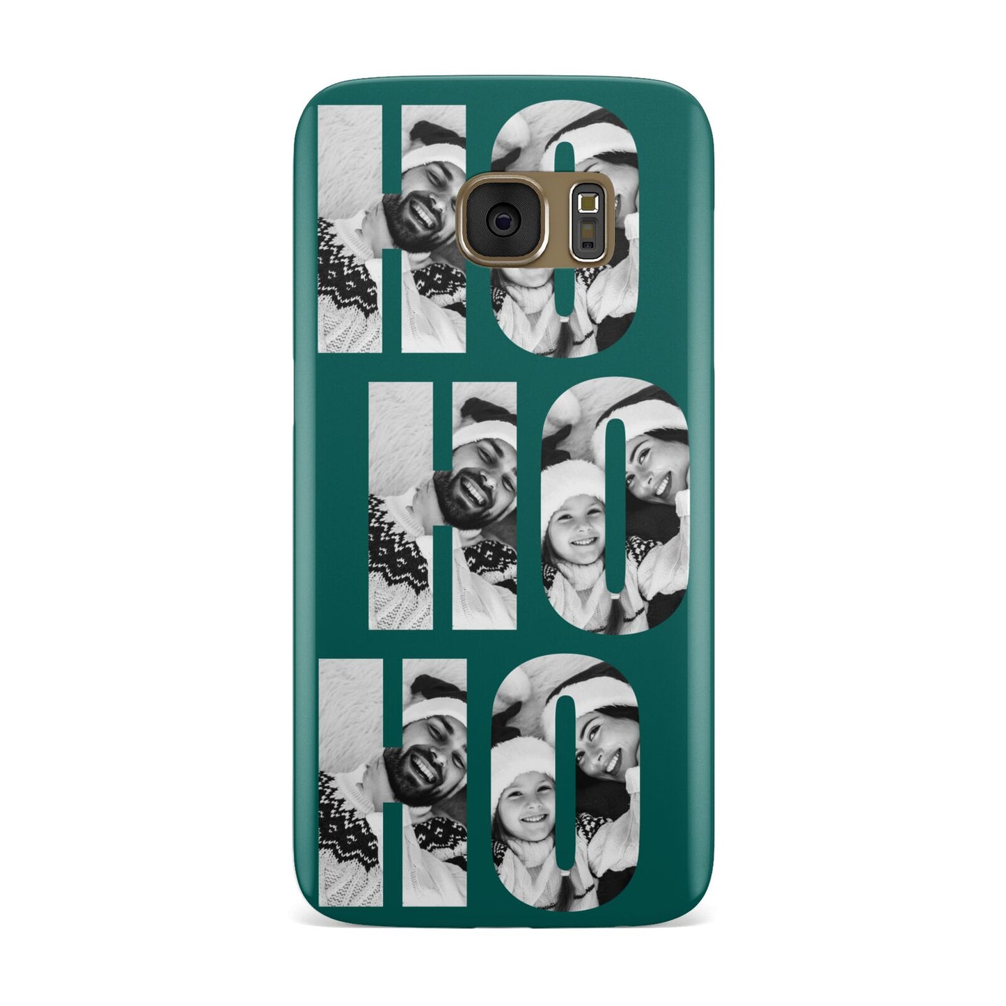 Green Ho Ho Ho Photo Upload Christmas Samsung Galaxy Case