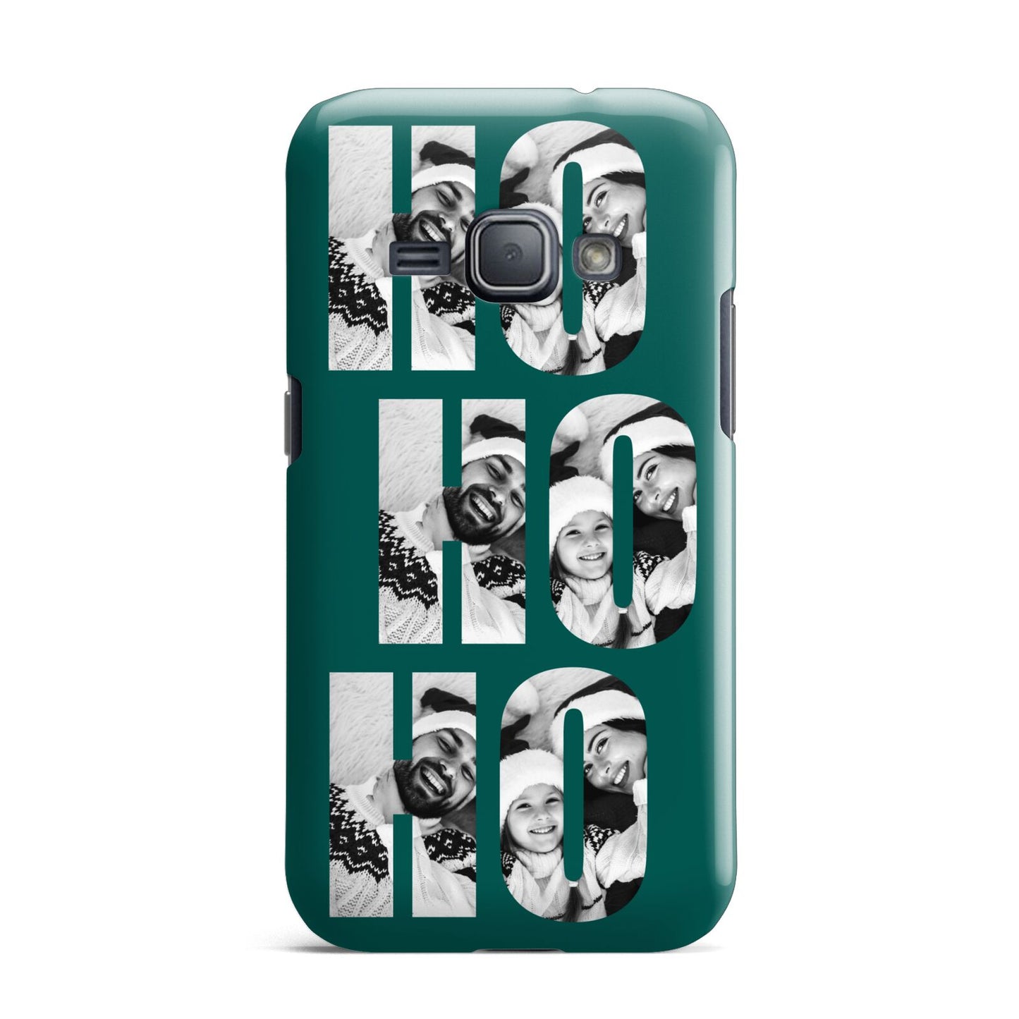 Green Ho Ho Ho Photo Upload Christmas Samsung Galaxy J1 2016 Case