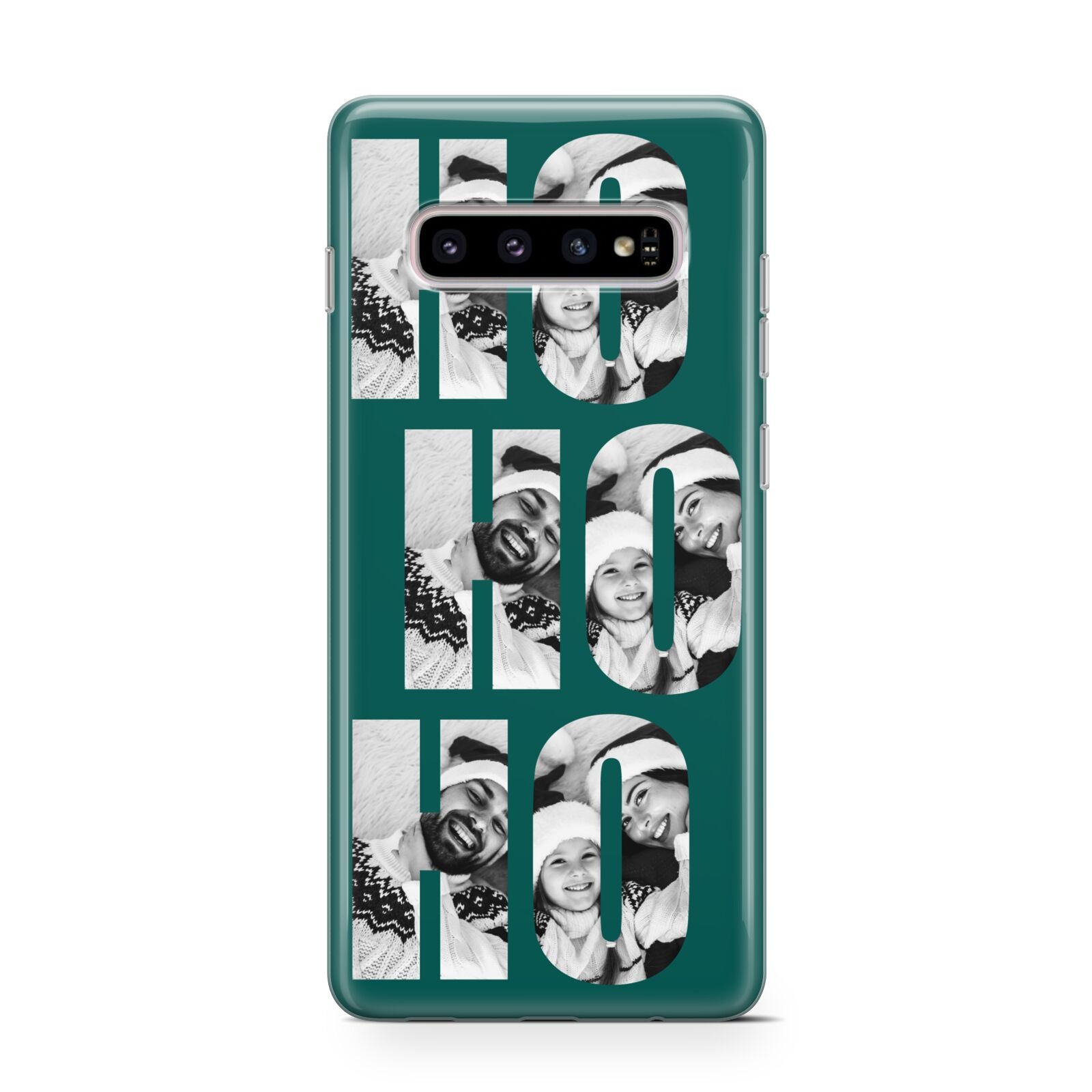 Green Ho Ho Ho Photo Upload Christmas Samsung Galaxy S10 Case