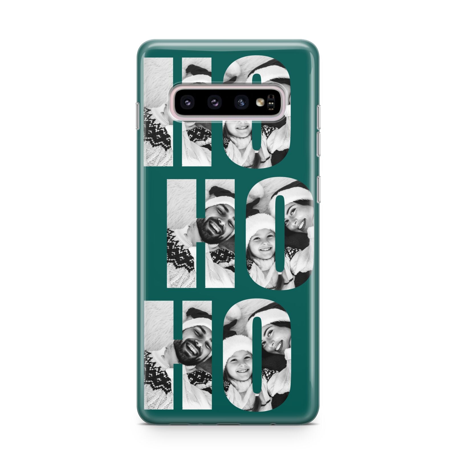 Green Ho Ho Ho Photo Upload Christmas Samsung Galaxy S10 Plus Case