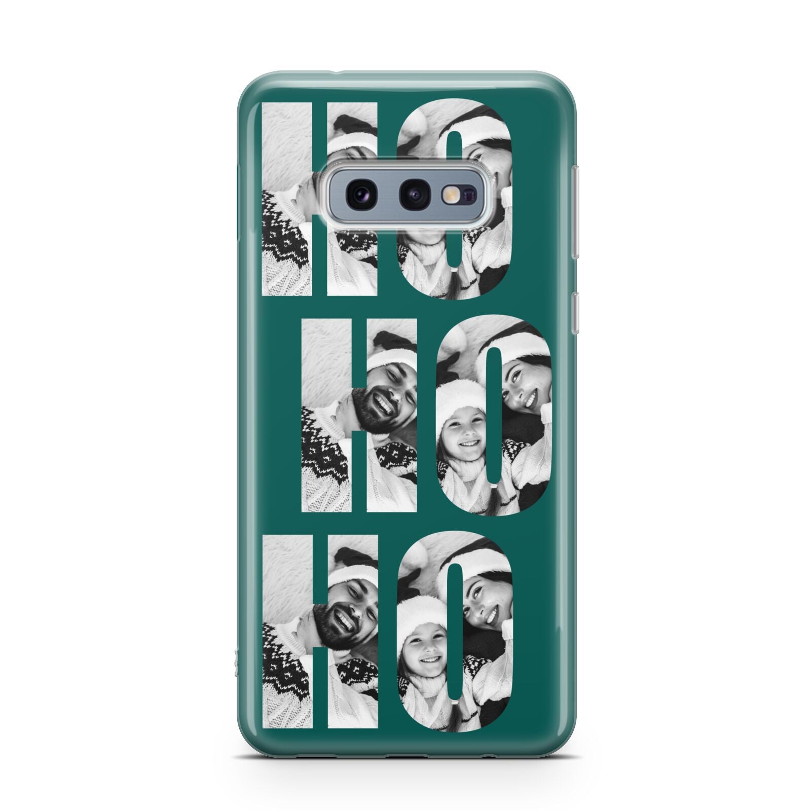 Green Ho Ho Ho Photo Upload Christmas Samsung Galaxy S10E Case