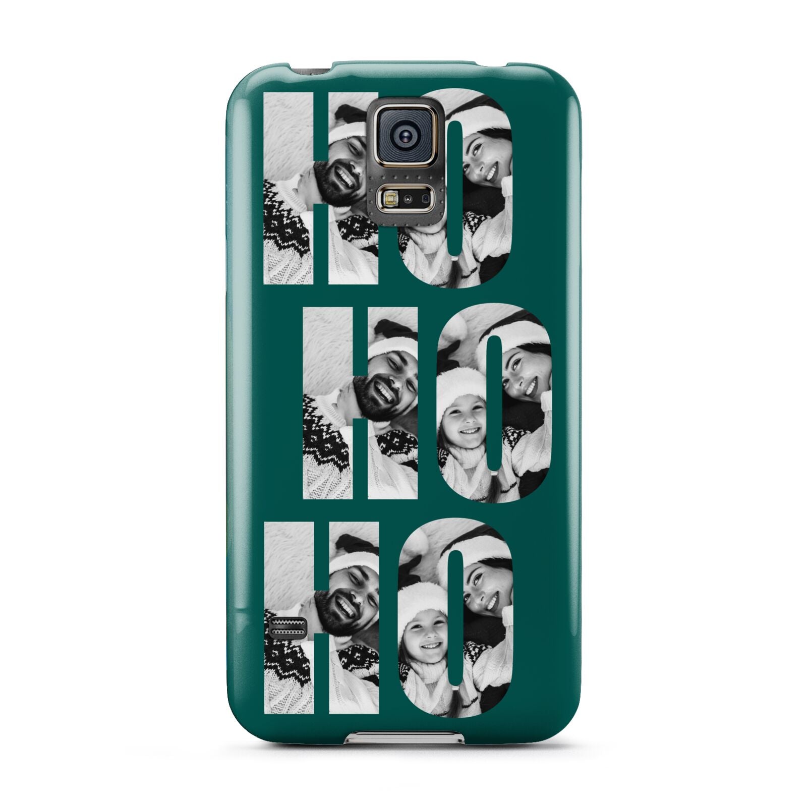 Green Ho Ho Ho Photo Upload Christmas Samsung Galaxy S5 Case