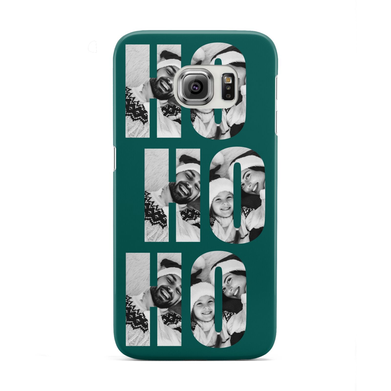 Green Ho Ho Ho Photo Upload Christmas Samsung Galaxy S6 Edge Case