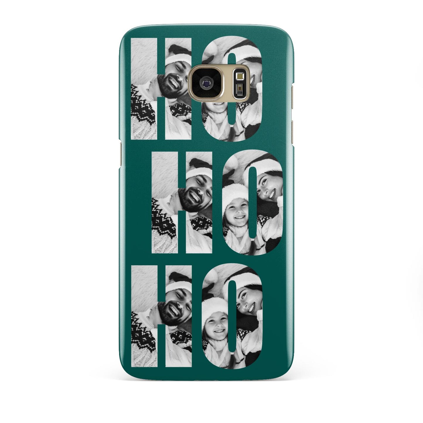 Green Ho Ho Ho Photo Upload Christmas Samsung Galaxy S7 Edge Case