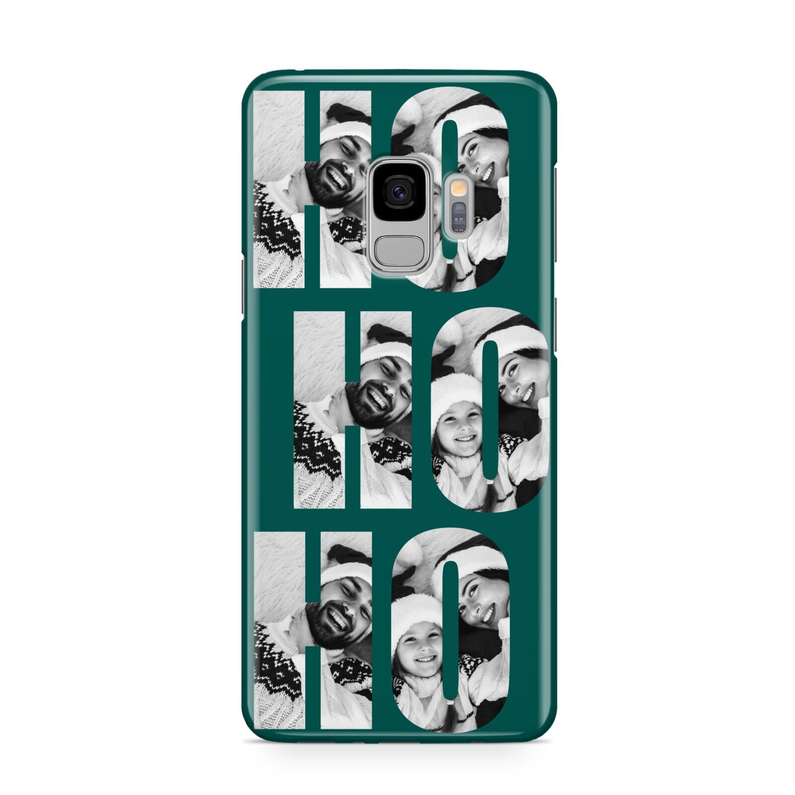 Green Ho Ho Ho Photo Upload Christmas Samsung Galaxy S9 Case