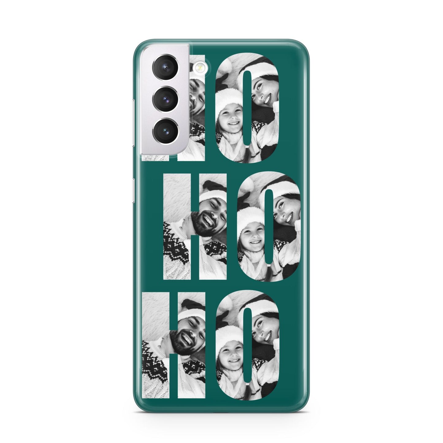 Green Ho Ho Ho Photo Upload Christmas Samsung S21 Case