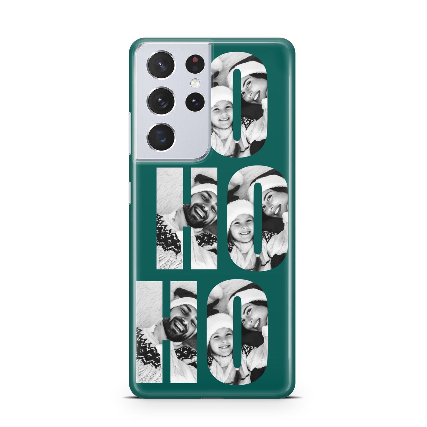 Green Ho Ho Ho Photo Upload Christmas Samsung S21 Ultra Case