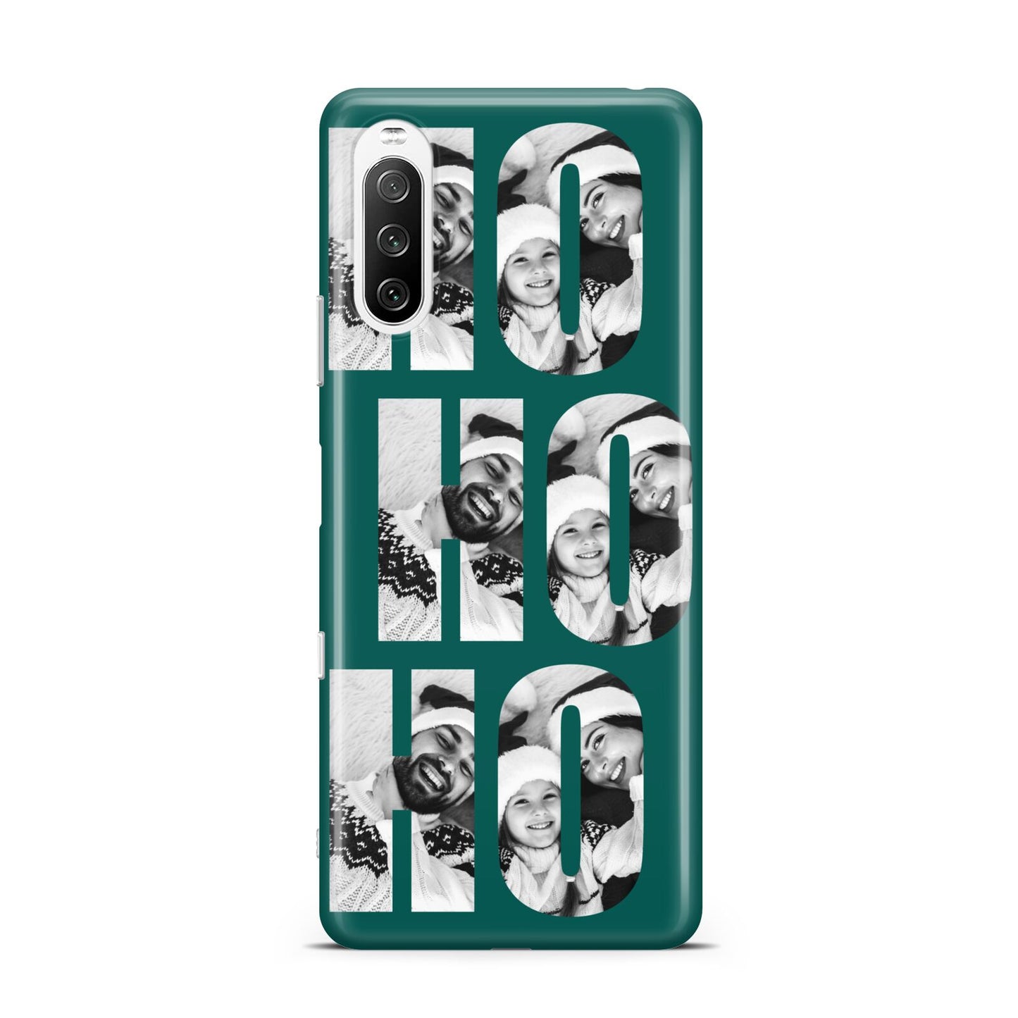 Green Ho Ho Ho Photo Upload Christmas Sony Xperia 10 III Case