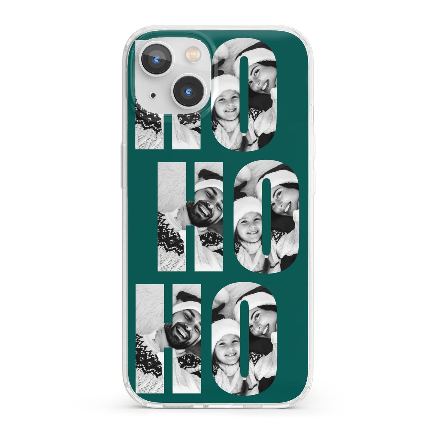 Green Ho Ho Ho Photo Upload Christmas iPhone 13 Clear Bumper Case