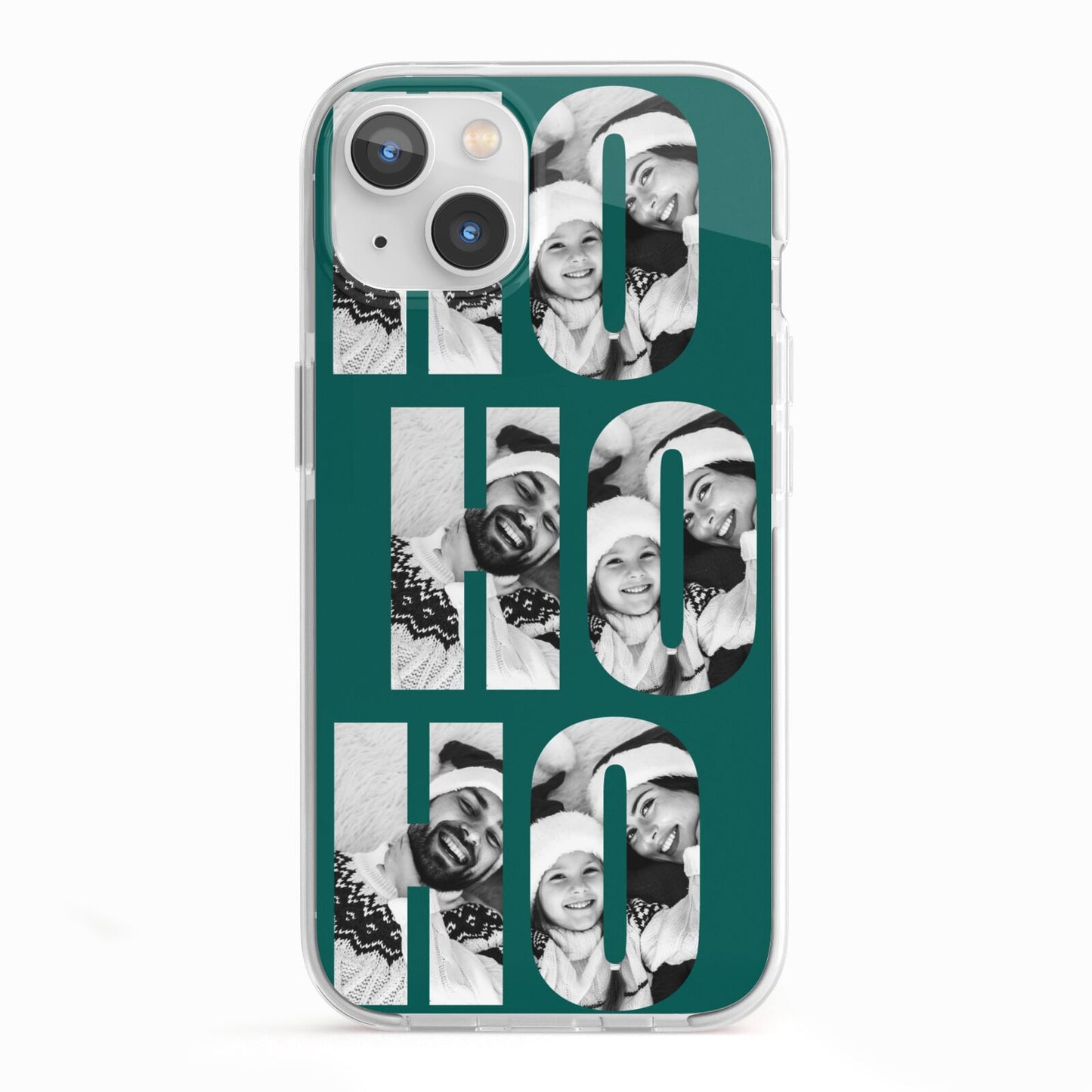 Green Ho Ho Ho Photo Upload Christmas iPhone 13 TPU Impact Case with White Edges