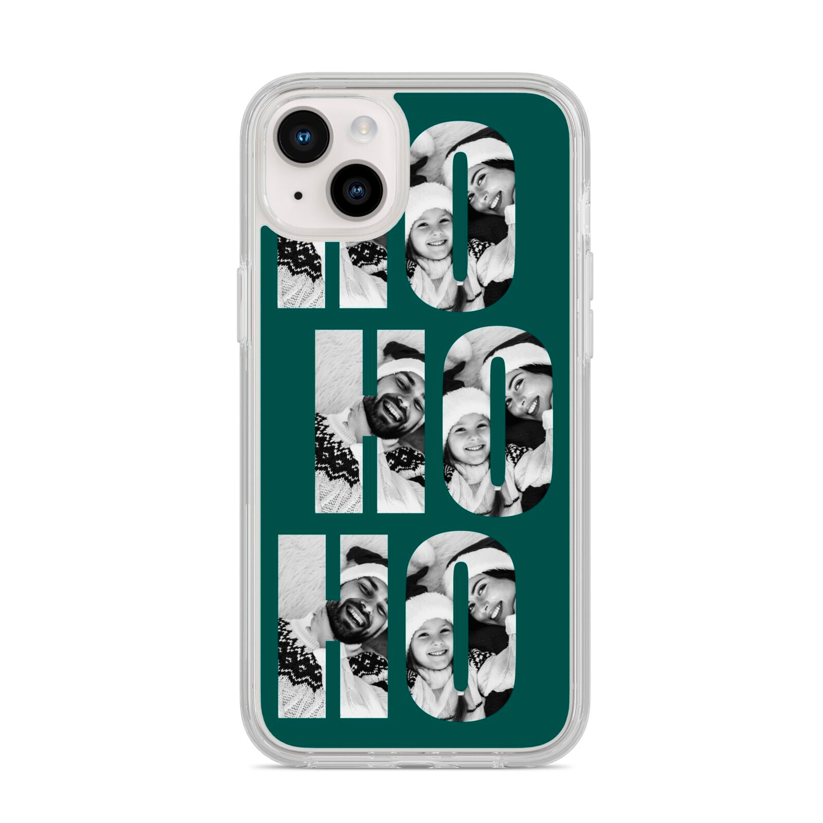 Green Ho Ho Ho Photo Upload Christmas iPhone 14 Plus Clear Tough Case Starlight