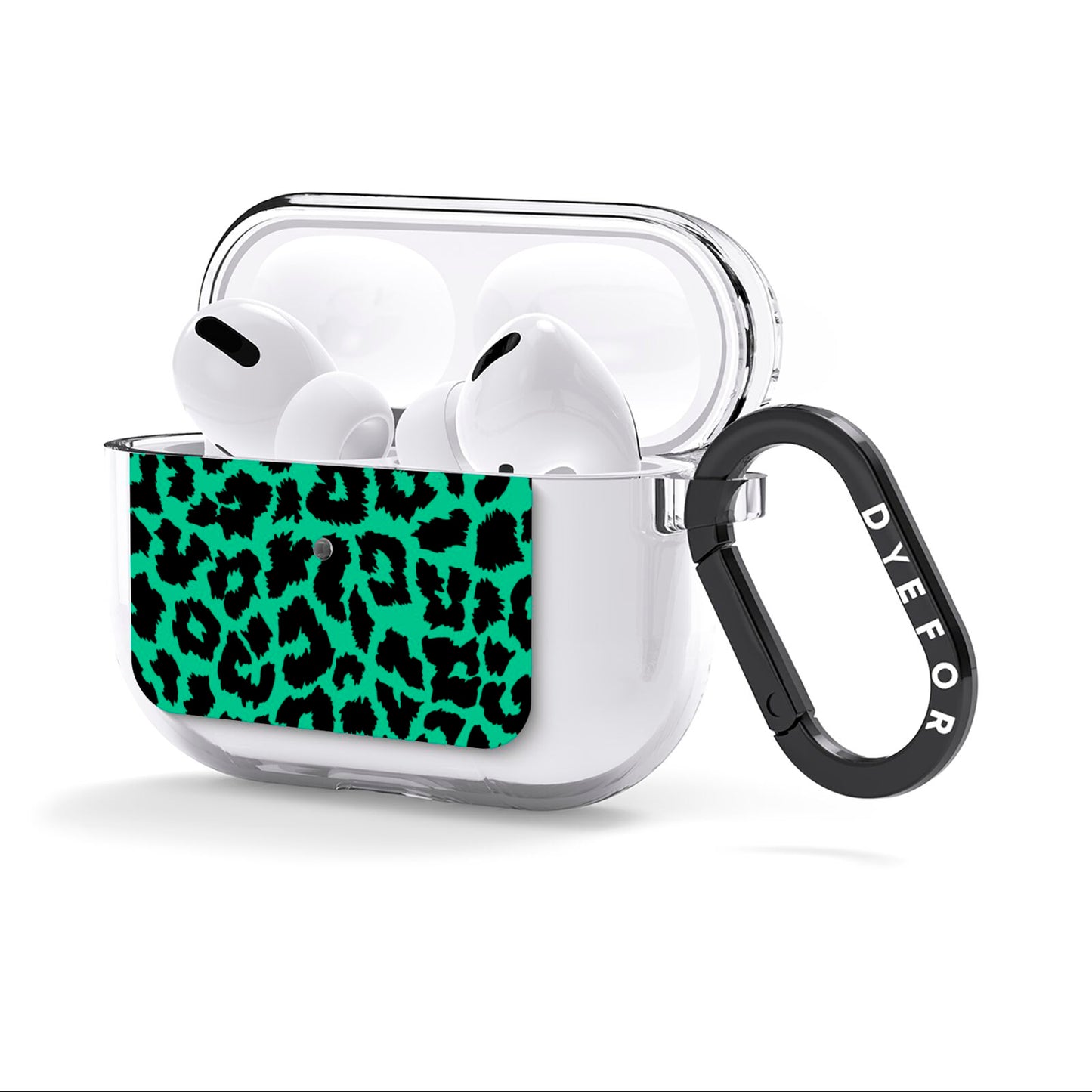 Green Leopard Print AirPods Clear Case 3rd Gen Side Image