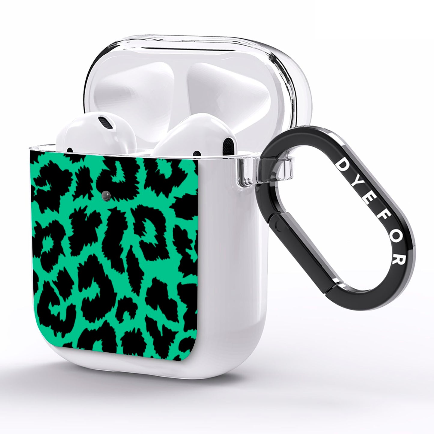 Green Leopard Print AirPods Clear Case Side Image